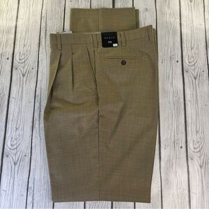 Berle 100% Worsted Wool Men's 38R Unhemmed Tan Pleated Dress Slacks Pants NWT.
